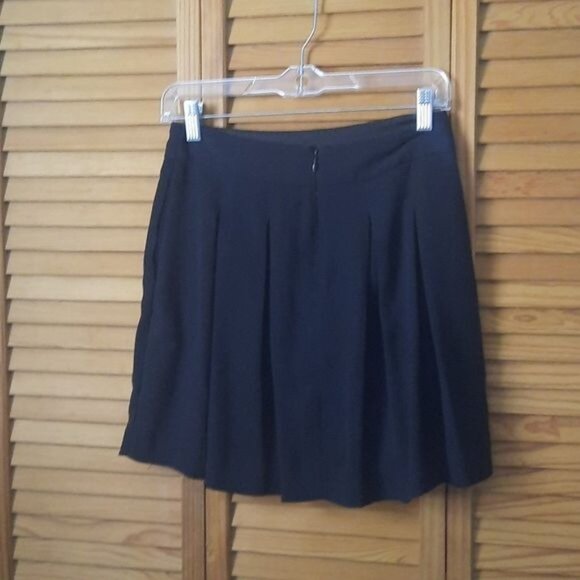 Banana Republic Black Sheer Lined Pleated Skater Shirt Size 0P - Picture 2 of 4